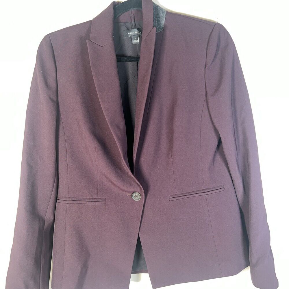 New Ann Taylor One Button Maroon Jacket with Besom Pockets & A Back Vent